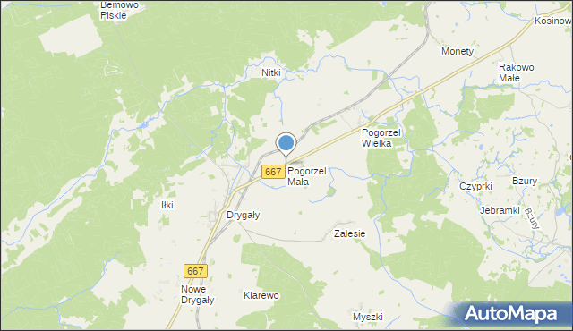 mapa Pogorzel Mała, Pogorzel Mała na mapie Targeo